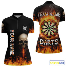 Load image into Gallery viewer, Custom Fire Skull Multi-Flame Dartboard Dart Shirts For Women, Dart Team Jerseys NYN0087