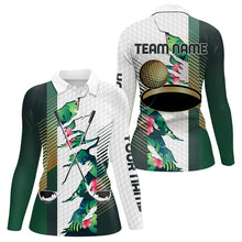 Load image into Gallery viewer, Womens Tropical Golf Shirts Monstera Pattern Golf Clothing Custom Green Golf Polo, Golf Upf Shirts NYN2996