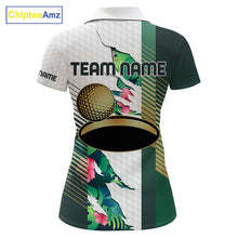 Load image into Gallery viewer, Womens Tropical Golf Shirts Monstera Pattern Golf Clothing Custom Green Golf Polo, Golf Upf Shirts NYN2996