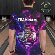 Load image into Gallery viewer, Cool Cat Funny Bowling Polo 1/4-Zip Shirts For Men Custom Galaxy Tornado Bowling Team Jerseys NYN3412