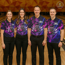 Load image into Gallery viewer, Raccoon Funny Bowling Polo 1/4-Zip Shirts For Women Custom Galaxy Tornado Bowling Team Jerseys NYN3413