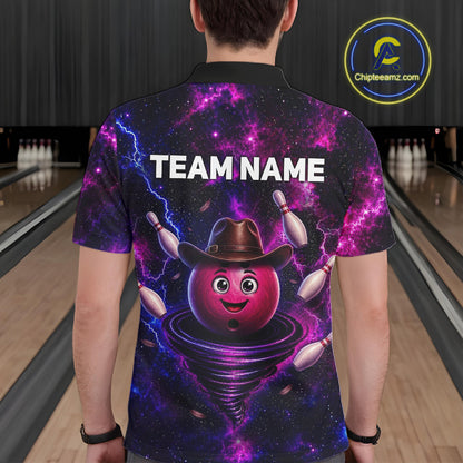 Funny Cowboy Bowling Ball Shirts For Men Custom Galaxy Tornado Bowling Team Jerseys NYN3414