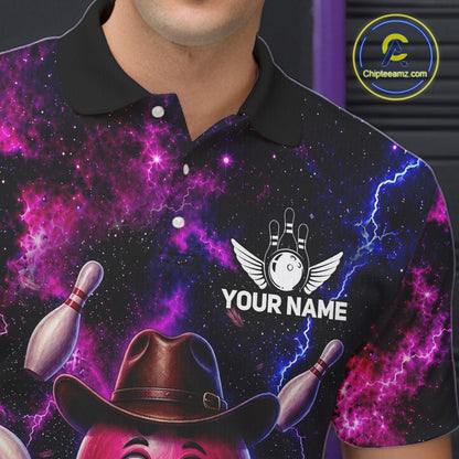 Funny Cowboy Bowling Ball Shirts For Men Custom Galaxy Tornado Bowling Team Jerseys NYN3414