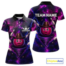 Load image into Gallery viewer, Funny Cowboy Bowling Ball Shirt For Women Custom Galaxy Tornado Bowling Team Jersey