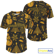 Load image into Gallery viewer, Custom Black &amp; Gold Funny Christmas Baseball Shirt For Men Xmas Baseball Jerseys NYN1573
