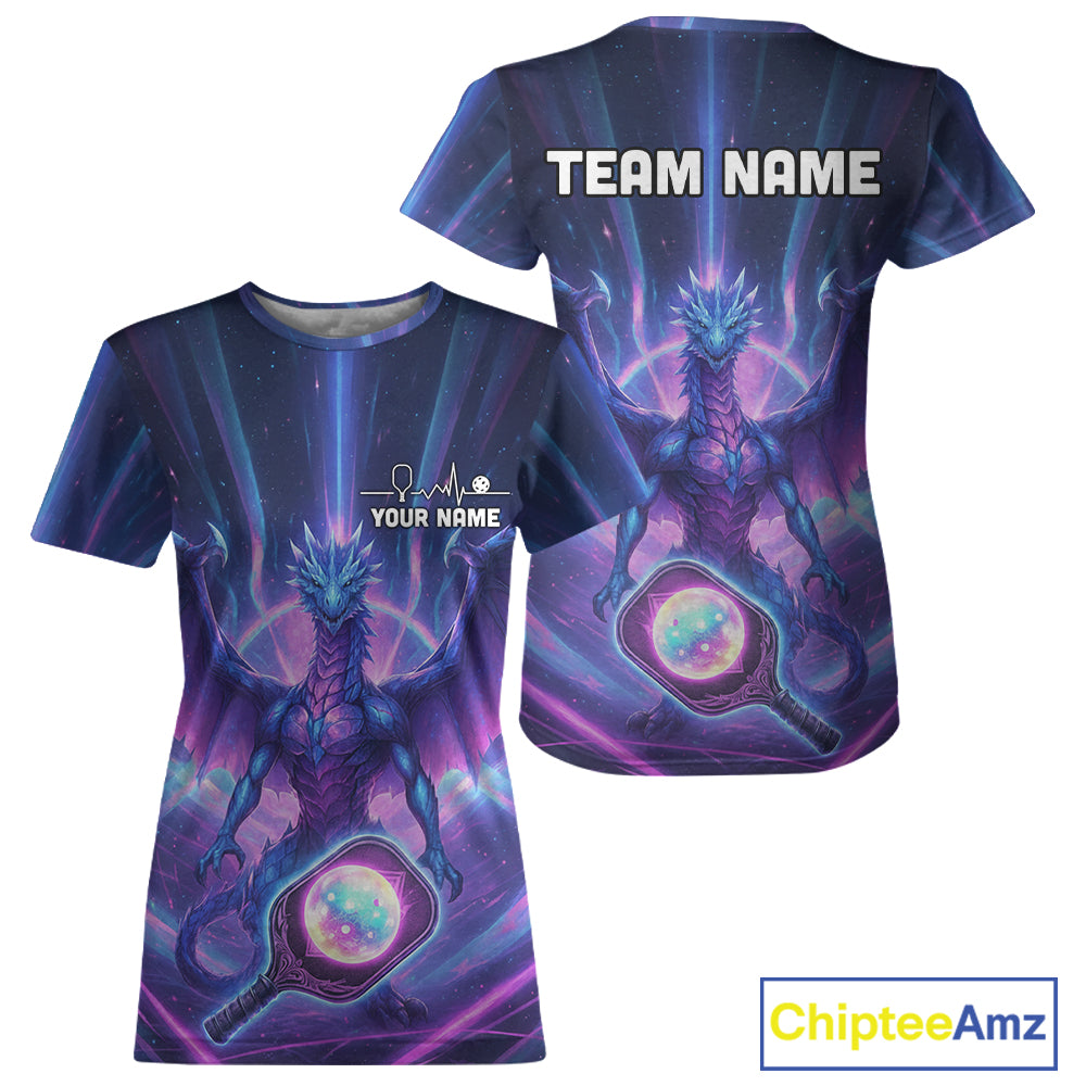 Custom Holographic Dragon Women Pickleball Jerseys Rainbow Pickleball Paddle League Shirts NYN2131