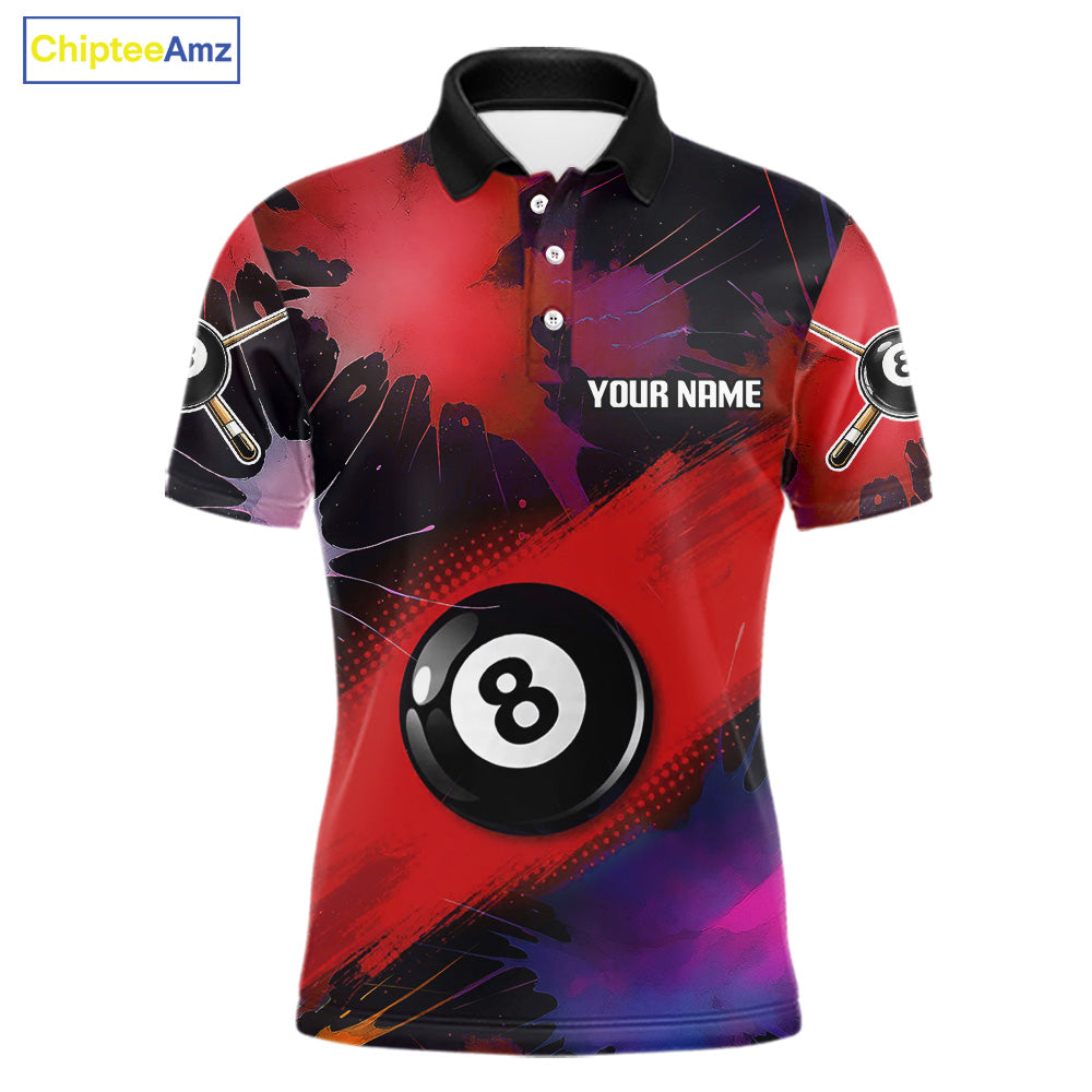 Grunge Paint Splatter Pink Ball 8 Billiard Shirts For Men Personalized Billiard Attire Gifts NYN2789