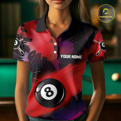 Grunge Paint Splatter Pink Ball 8 Billiard Shirts For Women Personalized Billiard Attire Gifts NYN2789