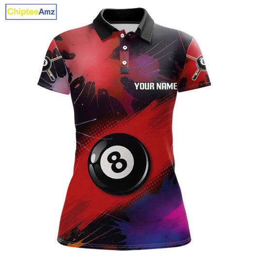 Grunge Paint Splatter Pink Ball 8 Billiard Shirts For Women Personalized Billiard Attire Gifts NYN2789