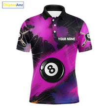 Load image into Gallery viewer, Grunge Paint Splatter Pink Ball 8 Billiard Shirts For Men Personalized Billiard Attire Gifts NYN2789
