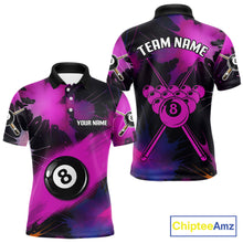 Load image into Gallery viewer, Grunge Paint Splatter Pink Ball 8 Billiard Shirts For Men Personalized Billiard Attire Gifts NYN2789