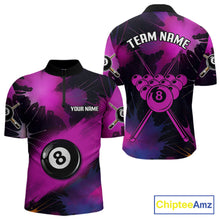 Load image into Gallery viewer, Grunge Paint Splatter Pink Ball 8 Billiard Shirts For Men Personalized Billiard Attire Gifts NYN2789