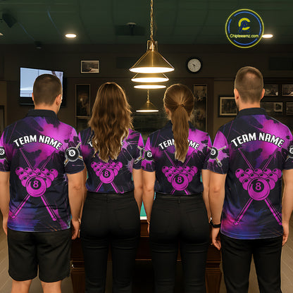 Grunge Paint Splatter Pink Ball 8 Billiard Shirts For Men Personalized Billiard Attire Gifts NYN2789