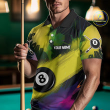 Load image into Gallery viewer, Grunge Paint Splatter Yellow Ball 8 Billiard Shirts For Men Personalized Billiard Attire Gifts NYN2790