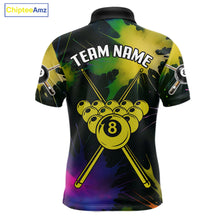 Load image into Gallery viewer, Grunge Paint Splatter Yellow Ball 8 Billiard Shirts For Men Personalized Billiard Attire Gifts NYN2790