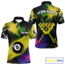 Load image into Gallery viewer, Grunge Paint Splatter Yellow Ball 8 Billiard Shirts For Men Personalized Billiard Attire Gifts NYN2790
