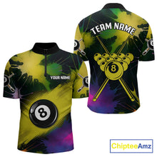 Load image into Gallery viewer, Grunge Paint Splatter Yellow Ball 8 Billiard Shirts For Men Personalized Billiard Attire Gifts NYN2790
