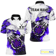 Load image into Gallery viewer, Custom Purple Grunge Eagle Scratch Dartboard Men Darts Polo &amp; 1/4-Zip Shirts Dart Team Jerseys NYN2796