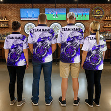 Load image into Gallery viewer, Custom Purple Grunge Eagle Scratch Dartboard Men Darts Polo &amp; 1/4-Zip Shirts Dart Team Jerseys NYN2796