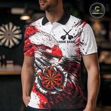 Load image into Gallery viewer, Custom Red Grunge Eagle Scratch Dartboard Men Darts Polo &amp; 1/4-Zip Shirts Dart Team Jerseys NYN2798
