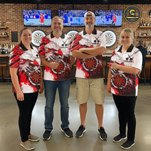Load image into Gallery viewer, Custom Red Grunge Eagle Scratch Dartboard Men Darts Polo &amp; 1/4-Zip Shirts Dart Team Jerseys NYN2798