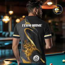 Load image into Gallery viewer, Yellow &amp; Black Fire Flame 8 Ball Pool Billiard Shirt For Men Personalized Billiard Team Attire NYN3427