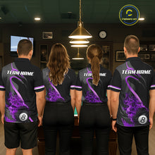Load image into Gallery viewer, Purple &amp; Black Fire Flame 8 Ball Pool Billiard Shirt For Women Personalized Billiard Team Attire NYN3428