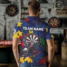 Load image into Gallery viewer, Male model wearing Personalized Eagle Puzzle darts polo, custom name tournament jersey, awareness-inspired league apparel, premium sportswear
