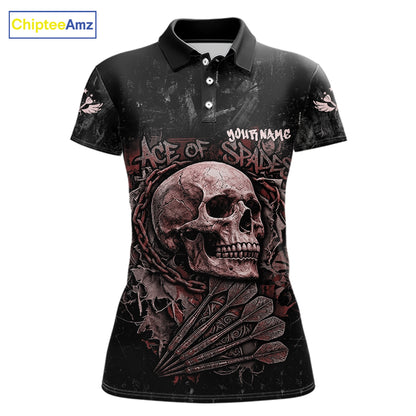 Red Graffiti Grunge Skull Darts Shirt For Women Custom Name & Team Skull Dart Outfit Jerseys NYN3985