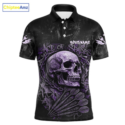 Purple Graffiti Grunge Skull Darts Shirt For Men Custom Name & Team Skull Dart Outfit Jerseys NYN3987