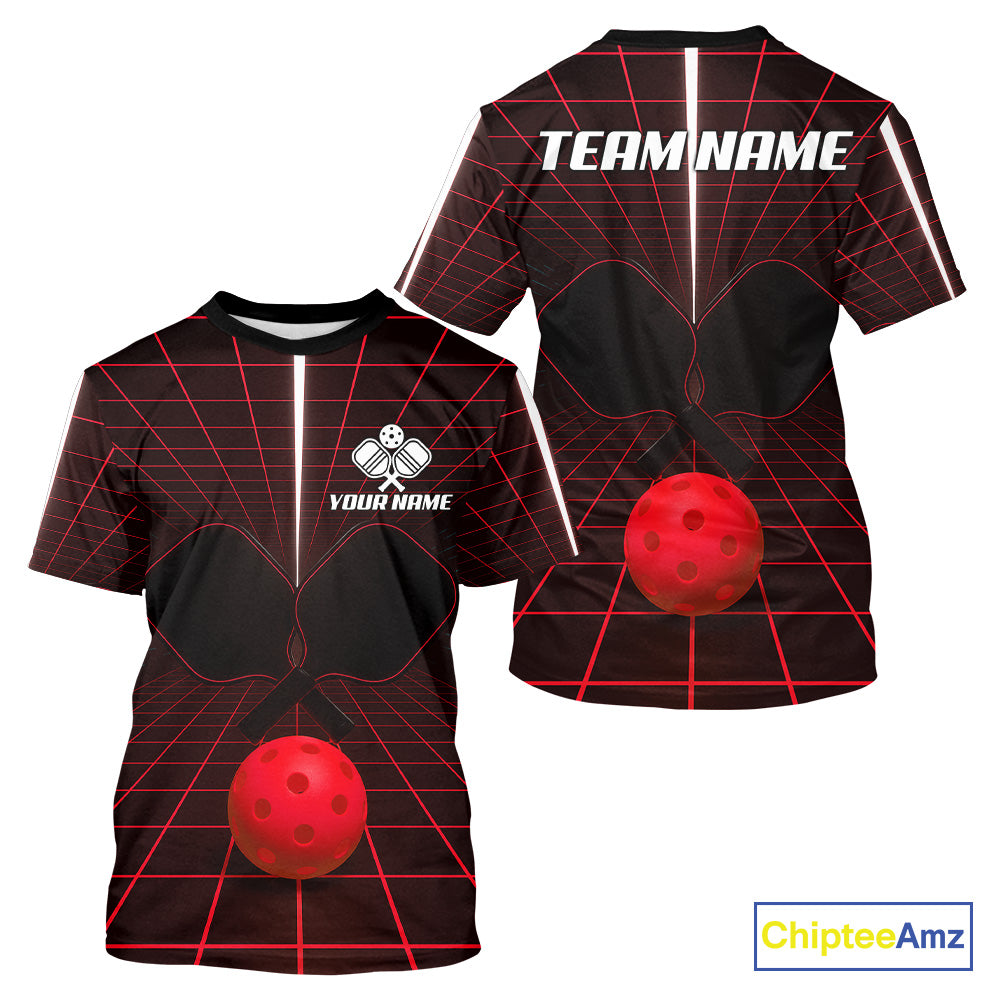 Custom Black And Red Pickleball Ball T-Shirt For Men Outfits Pickleball Jerseys NYN1886
