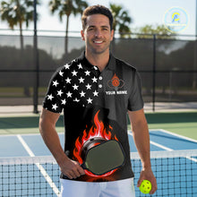 Load image into Gallery viewer, Custom Red Flames Pickleball Ball 3D League Jerseys Men Pickleball US Flag Team Shirts NYN2148