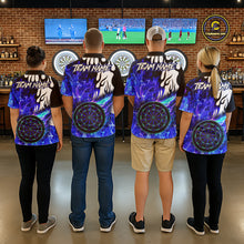 Load image into Gallery viewer, Custom Blue Flaming Dartboard Darts Polo &amp; 1/4-Zip Shirts For Men Fire Dart Team Jerseys NYN2804