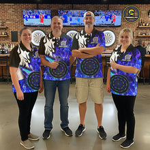 Load image into Gallery viewer, Custom Blue Flaming Dartboard Darts Polo &amp; 1/4-Zip Shirts For Men Fire Dart Team Jerseys NYN2804