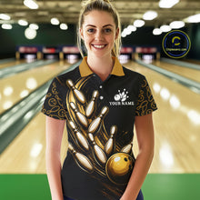 Load image into Gallery viewer, Strike Bowling Gold Yellow Bowling Jerseys For Women Custom Bowling Shirts Team Attire NYN3179
