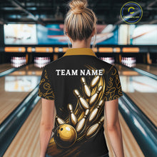 Load image into Gallery viewer, Strike Bowling Gold Yellow Bowling Jerseys For Women Custom Bowling Shirts Team Attire NYN3179