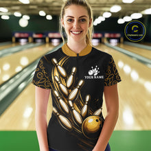 Load image into Gallery viewer, Strike Bowling Gold Yellow Bowling Jerseys For Women Custom Bowling Shirts Team Attire NYN3179