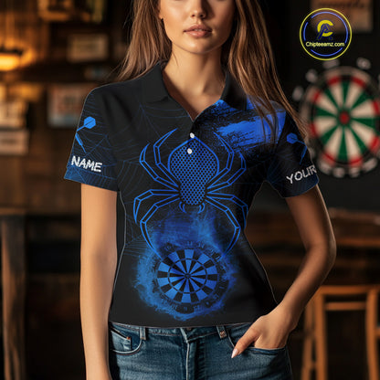 Blue Spider Women's Grunge Darts Shirt Smoke Dartboard - Custom Name For Darts Jersey NYN0468