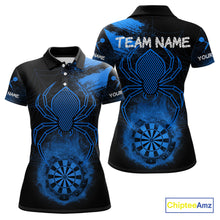 Load image into Gallery viewer, Blue Spider Women&#39;s Grunge Darts Shirt Smoke Dartboard - Custom Name For Darts Jersey NYN0468