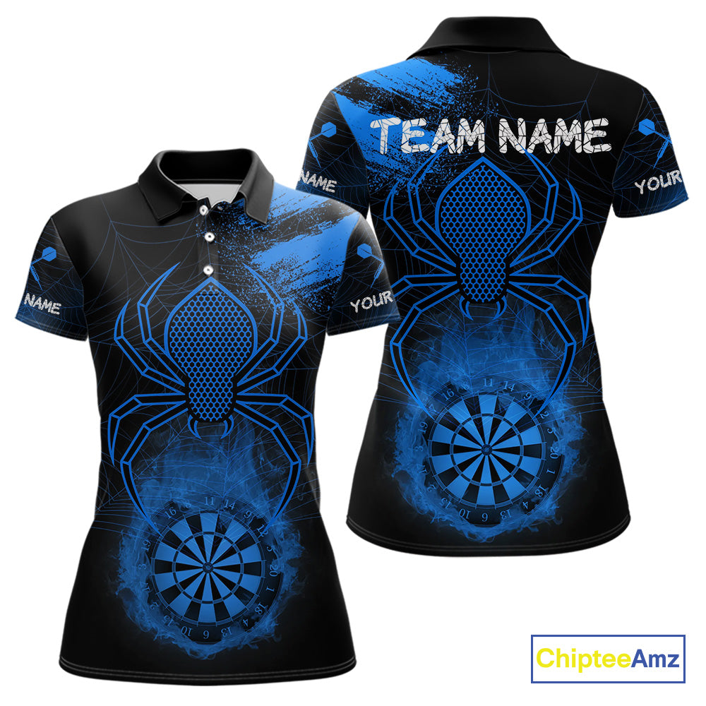 Blue Spider Women's Grunge Darts Shirt Smoke Dartboard - Custom Name For Darts Jersey NYN0468