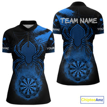 Load image into Gallery viewer, Blue Spider Women&#39;s Grunge Darts Shirt Smoke Dartboard - Custom Name For Darts Jersey NYN0468