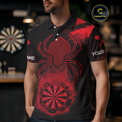 Red Spider Men's Grunge Darts Shirt Smoke Dartboard - Custom Name For Darts Jersey NYN0469