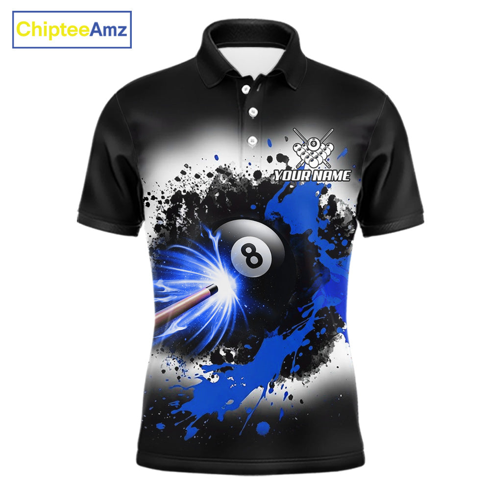 Lightning blue billiard 8 ball and 9 ball shirt for men custom grunge pool team jersey