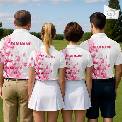 Pink Splatter Golf Ball & Clubs Team Apparel Mens Polo Shirts Custom Golf Shirt For Men NYN3996