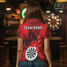 Load image into Gallery viewer, Custom Red Flaming White Dartboard Dart Polo Shirt For Women Outfits Dart Jerseys NYN1609