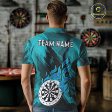 Load image into Gallery viewer, Custom Turquoise Flaming White Dartboard Dart Polo Shirt For Men Outfits Dart Jerseys NYN1611