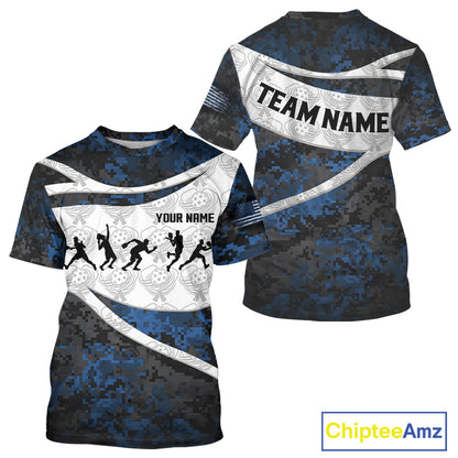 Custom Blue Digital Camo Pickleball League Jerseys For Men Pickleball Paddle Shirts NYN2154