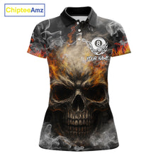 Load image into Gallery viewer, Fire Flame Skull Balls Billiard Shirt For Women Custom Smoke Ball 8 Pool Billiard Team Shirts NYN2414
