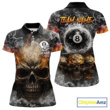 Load image into Gallery viewer, Fire Flame Skull Balls Billiard Shirt For Women Custom Smoke Ball 8 Pool Billiard Team Shirts NYN2414