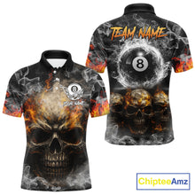 Load image into Gallery viewer, Fire Flame Skull Balls Billiard Shirt For Men Custom Smoke Ball 8 Pool Billiard Team Shirts NYN2414